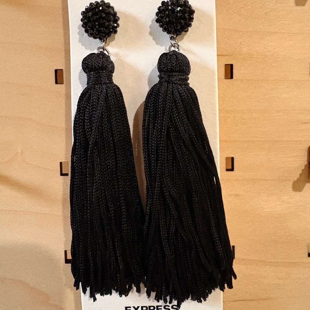 Express Elegant Black Tassel Earrings